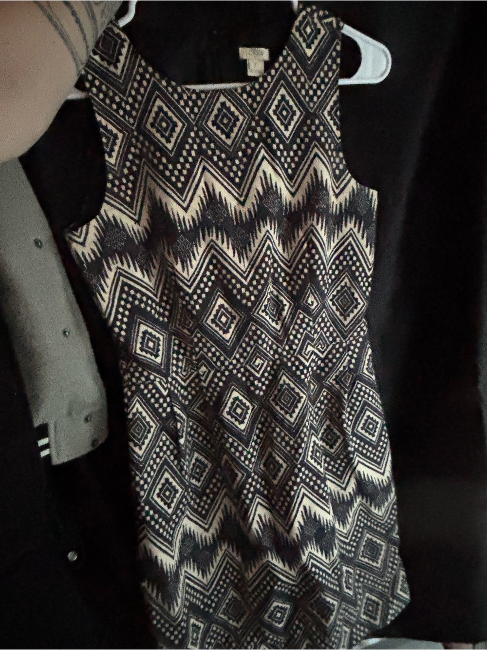 J. Crew Black and Cream Geometric Midi Dress